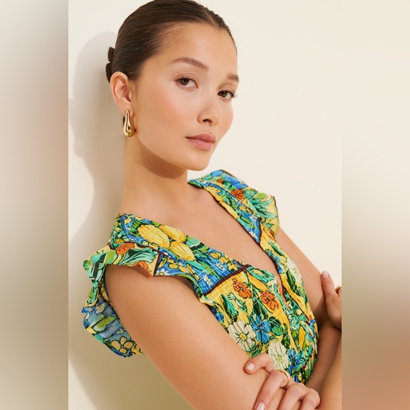 New Amthropologie Peregrine Flutter Sleeve Maxi Dress Size M - Picture 3 of 8